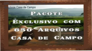 Visão interna do Pacote Exclusivo com 650 Arquivos Casa de Campo da EPD mostrando arquivos DWG e modelos 3D