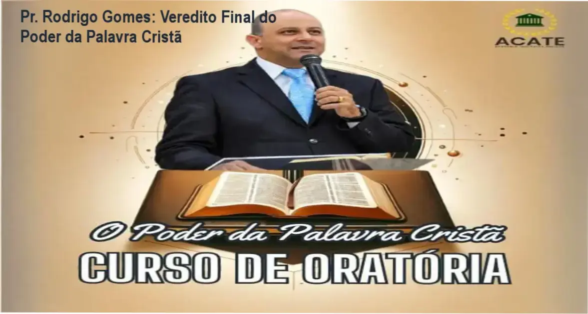 Pr. Rodrigo Gomes apresentando técnicas de oratória sacra e homilética para pregadores