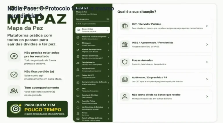 Nádia Pace: O Protocolo funciona mesmo para dívidas? 1 https://ondeaprender.com.br/ Bastidores e interface do método de blindagem financeira Nádia Pace