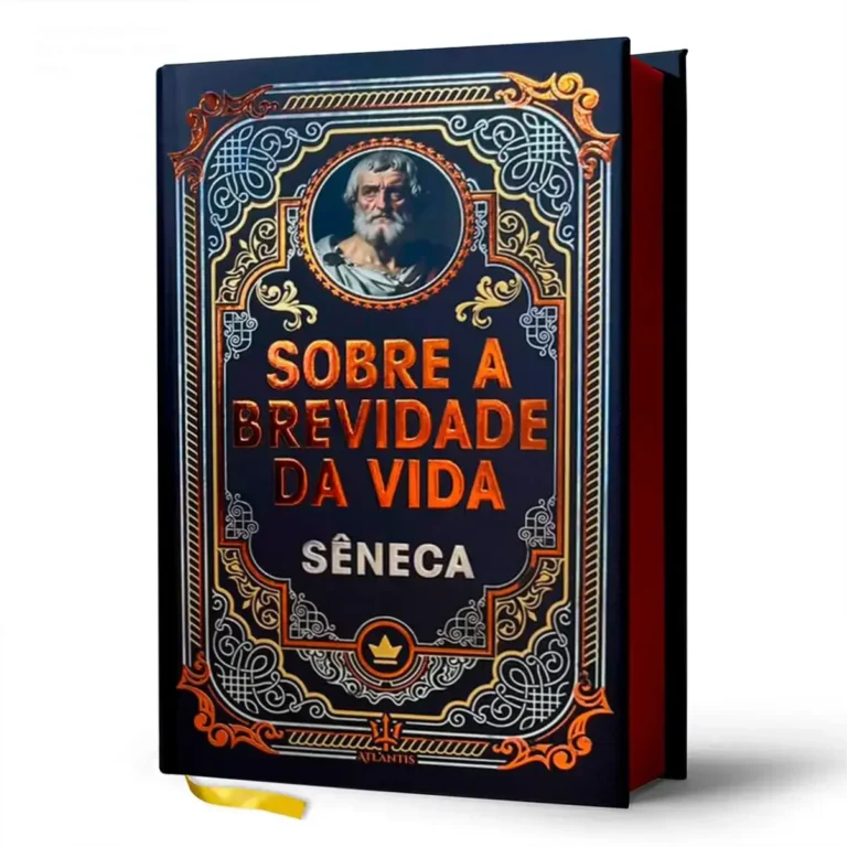 Livro Sobre a Brevidade da Vida de Sêneca em edição de luxo com capa dura e detalhes premium