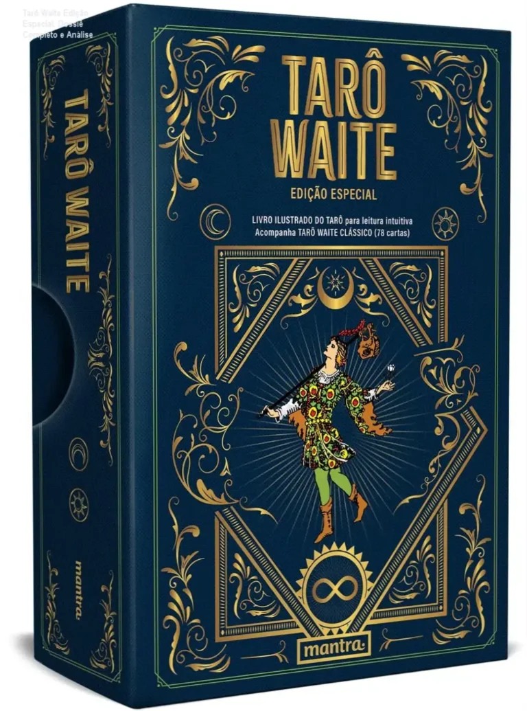Kit do Tarô Waite Edição Especial contendo o deck de 78 cartas coloridas e o livro guia para leitura intuitiva