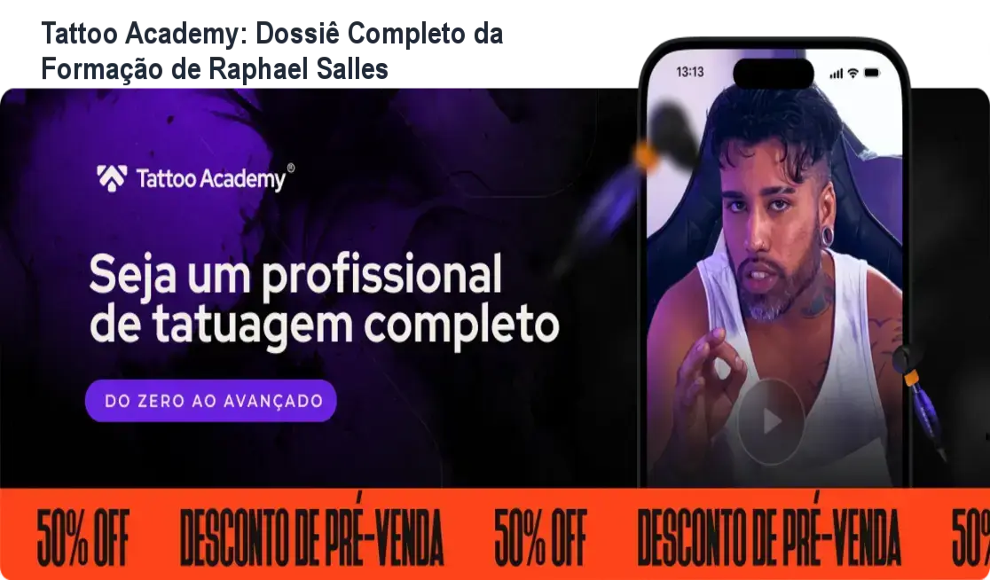 Tattoo Academy Raphael Salles: visão interna da plataforma e módulos de ensino