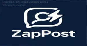 Interface de smartphone exibindo posts prontos enviados via WhatsApp pelo ZapPost LTDA