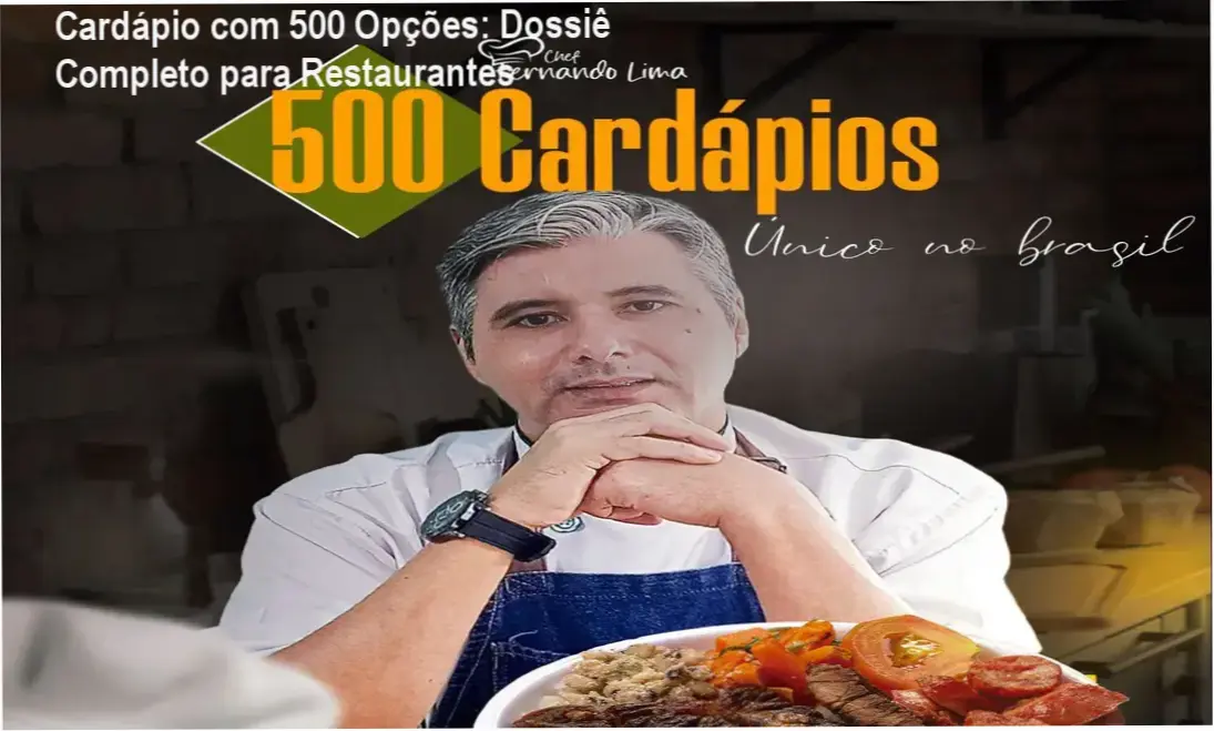 Visualização do guia de cardápios com 500 opções para restaurantes e marmitarias