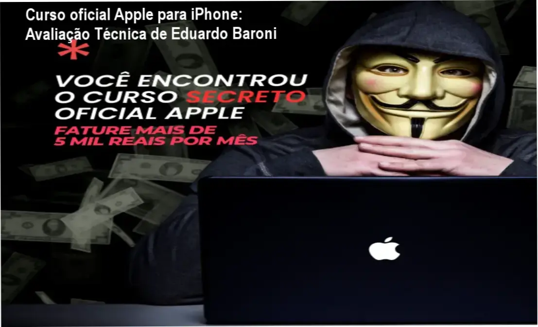 Técnico especializado realizando manutenção de iPhone seguindo os padrões oficiais do curso de Eduardo Baroni
