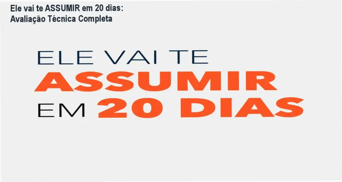 Capa do guia Ele vai te ASSUMIR em 20 dias com foco em estratégias de relacionamento