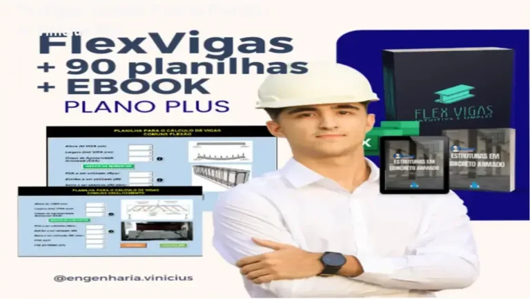 Interface da planilha FlexVigas para cálculo de vigas em concreto armado