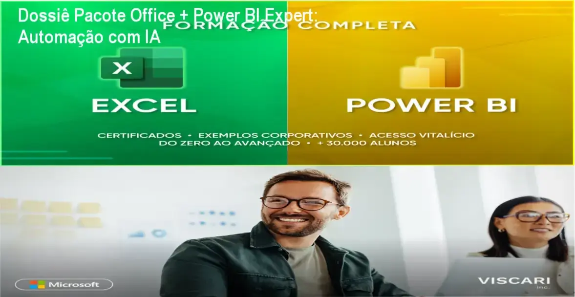 Interface do curso Pacote Office + Power BI Expert com foco em IA e Dashboards
